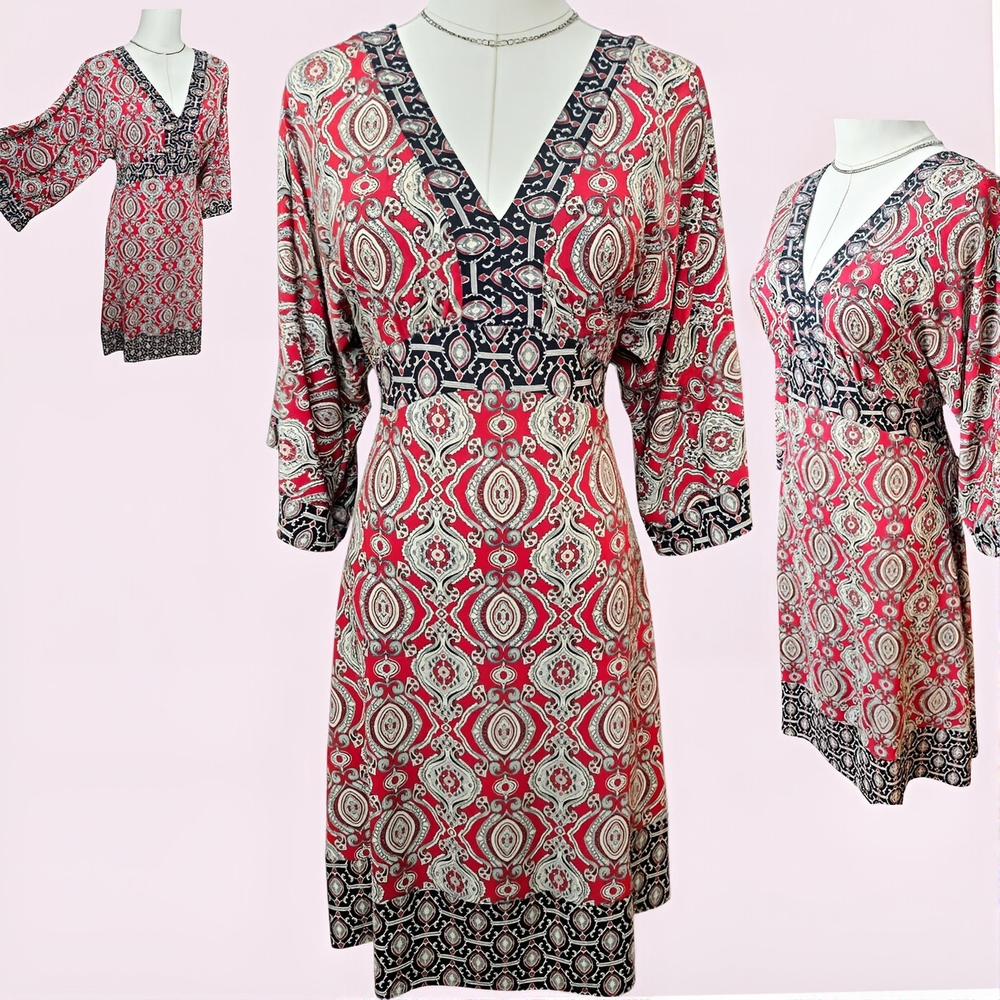 Body Central Red and Black Patterned Dress
